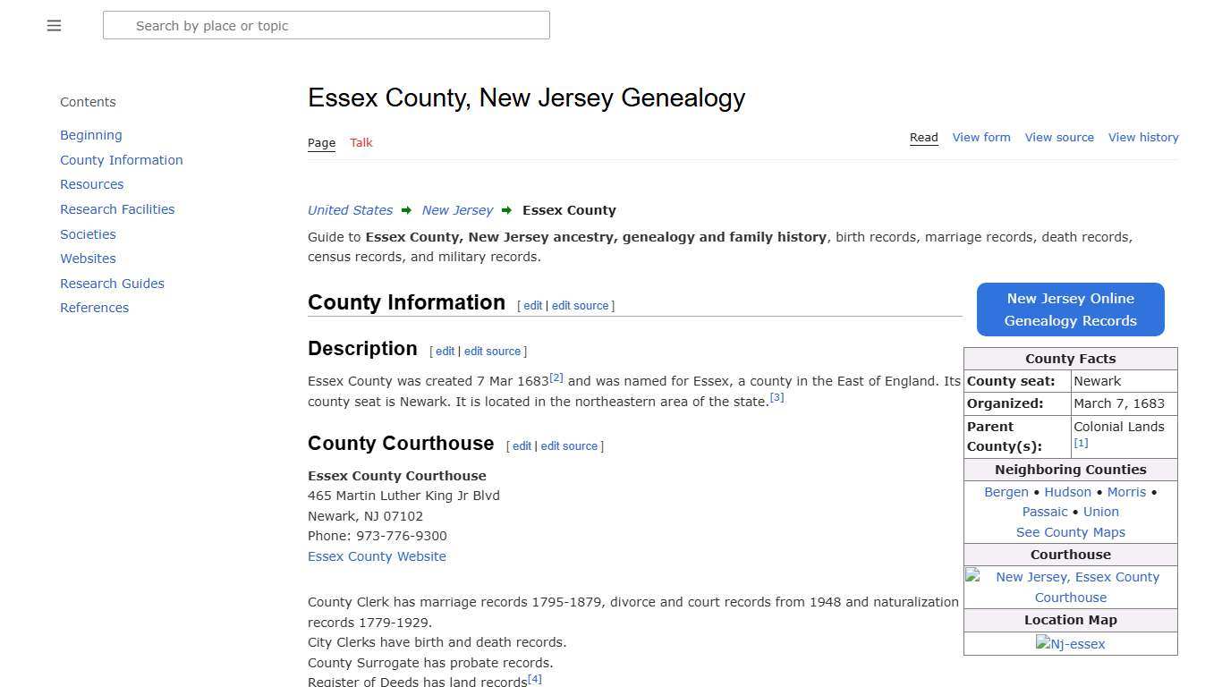 Essex County, New Jersey Genealogy • FamilySearch